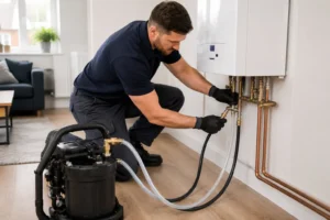 heating engineer power flushing central heating before new boiler =